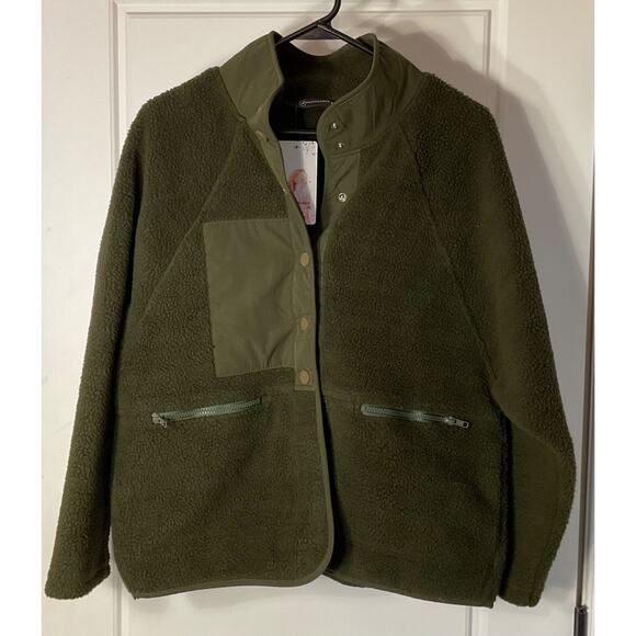 Pretty Garden Jackets & Blazers - Pretty Garden Green Fleece 2 Zipper Pockets Winter Ski Jacket S NWT